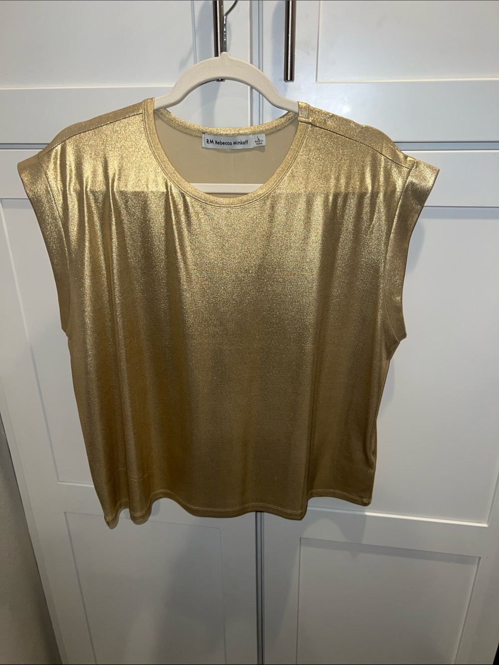 Rebecca Minkoff Metallic Gold Cap-Sleeve Tee